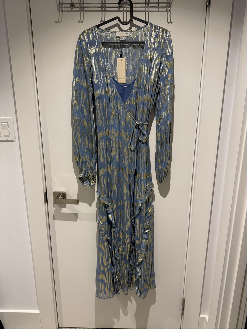 Never Fully Dressed Blue Lottie Wrap Dress